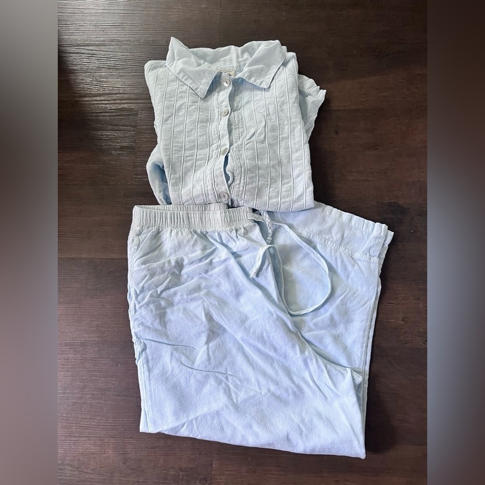 Cotton U.S.A Set  Light Blue Button-Up Shirt and Pants Set XL